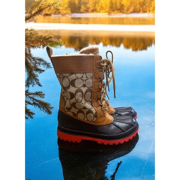 Coach Shoes - Coach‎ Laura Women Size 6 Rubber  Waterproof Duck Boots Wool Lined